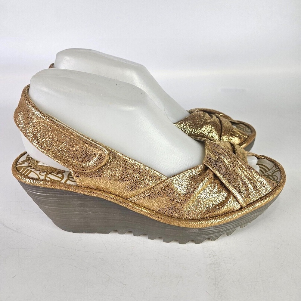 Fly London Yakin Women's Gold Slingback Heels size 41/9 - Picture 6 of 8